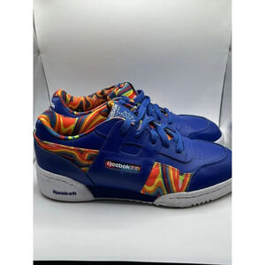 Reebok Workout Men's Size 6.5 Shoes Blue Orange Classic Low Top Trainer Sneakers